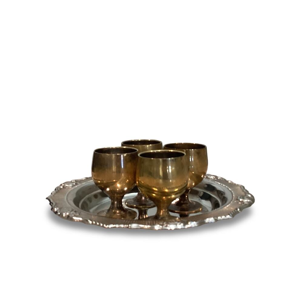 Set of Shot Glasses with Silver Plated Tray